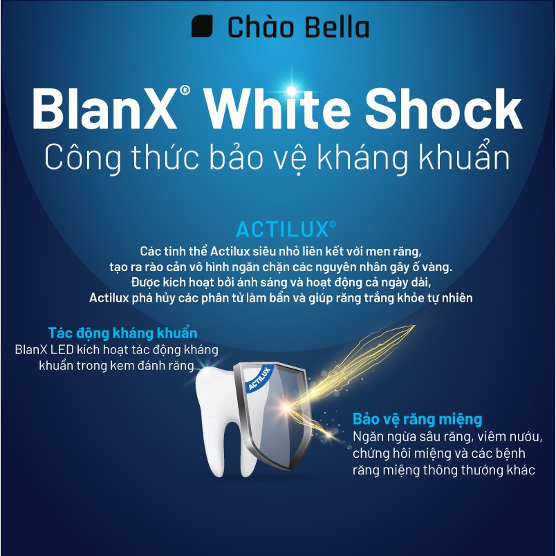 Kem Đánh Răng Kèm Đèn Led BLANX White &amp; Protect Trắng Răng Tự Nhiên Bằng Công Nghệ Ánh Sáng Không Mài Mòn Men Răng 50ml