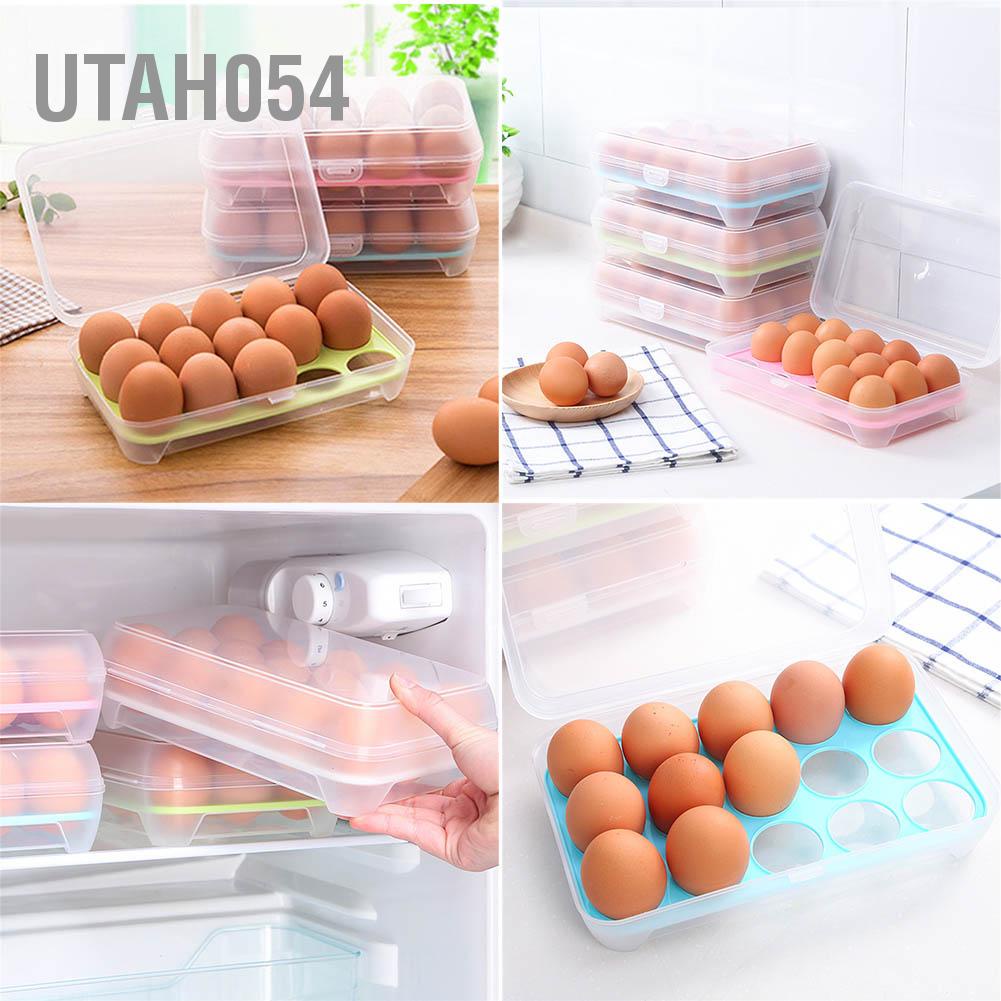 Hộp đựng trứng bỏ tủ lạnh 15 ô bằng nhựa tiện dụng cho nhà bếp Utah054