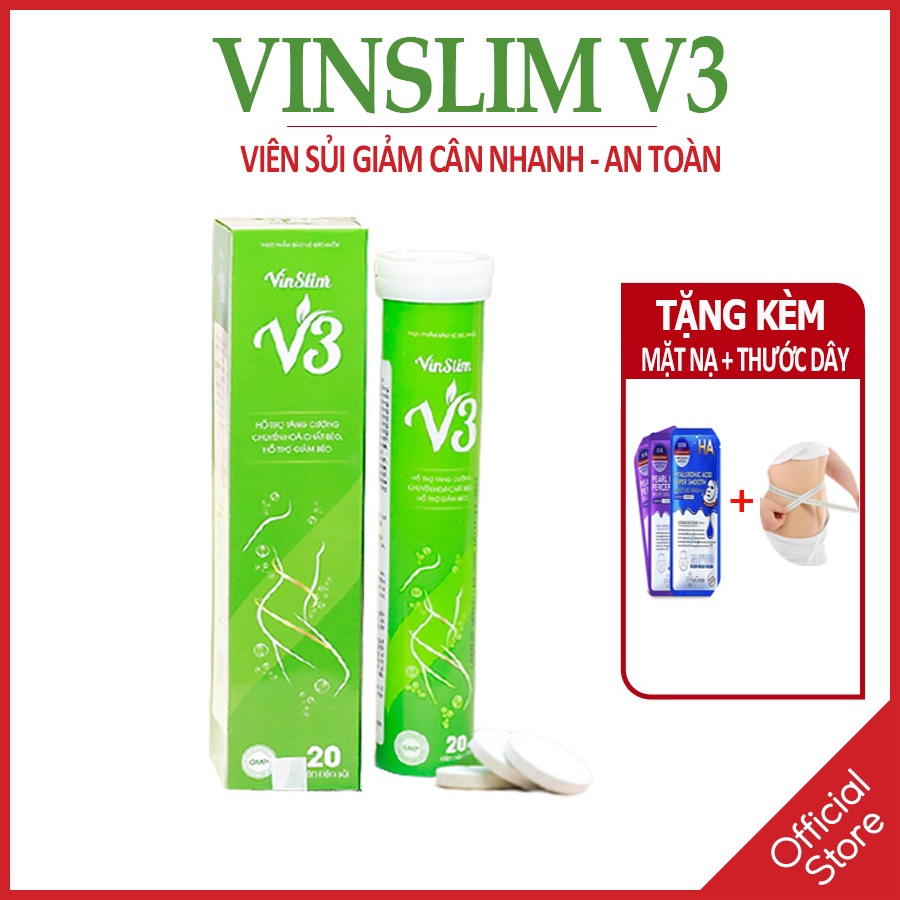 Vinslim V3 Viên Sủi Giảm Cân nhanh cấp tốc an toàn detox không phải thuốc giảm cân