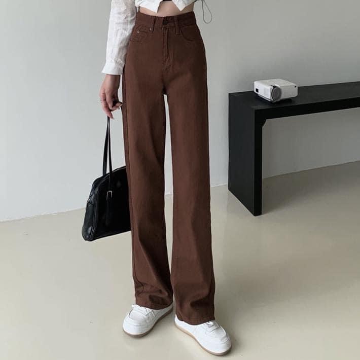 Quần jeans ống rộng nâu hot CEN FASHION