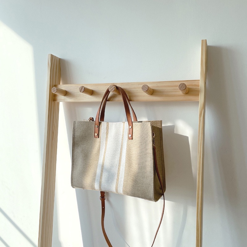 Túi canvas IELGY họa tiết sọc phong cách Hàn Quốc sức chứa lớn cho phụ nữ đi dạo phố đi làm