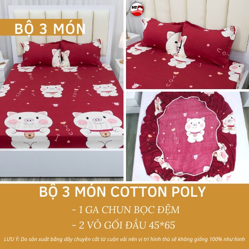 Bộ ga giường vỏ gối 3 món Cotton Poly mẫu mới 2022, giá rẻ tại xưởng, ga chun bọc đệm | BigBuy360 - bigbuy360.vn