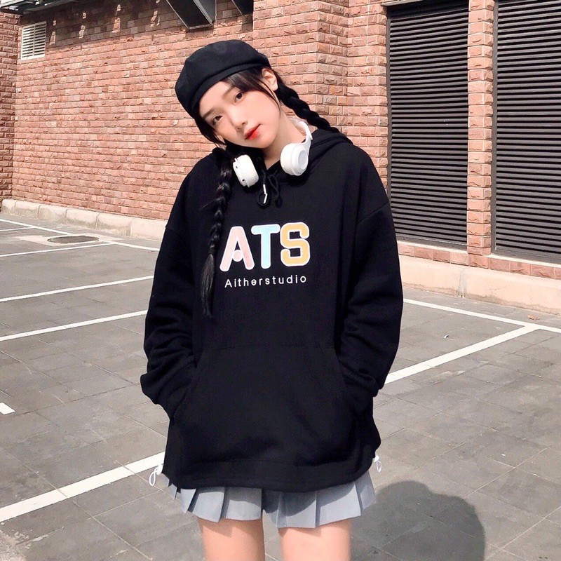 AITHERSTUDIO-ÁO Hoodie thêu Big Logo Form rộng