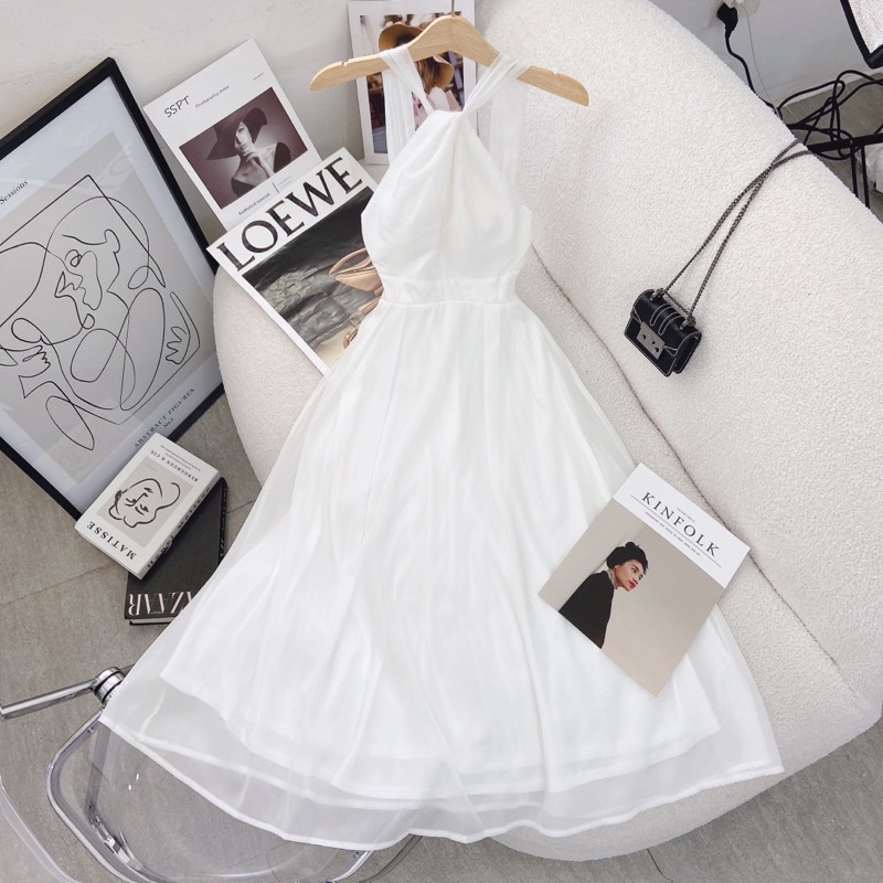 ĐẦM MIDI CỔ YẾM DÂY CHÉO