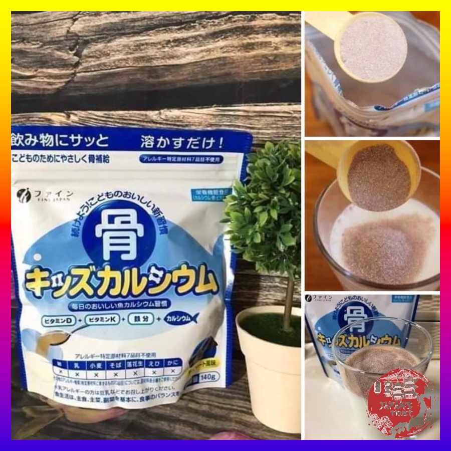 Bột Canxi cá tuyết Nhật Bản hỗ trợ tăng chiều cao cho bé - Bột Bone's Calcium for kids túi 140g bổ sung canxi