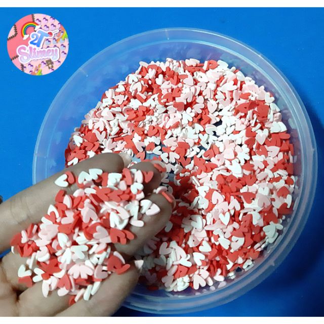 50G, 100gr Cốm Trái Tim Hồng Đỏ Nguyên Liệu Slime