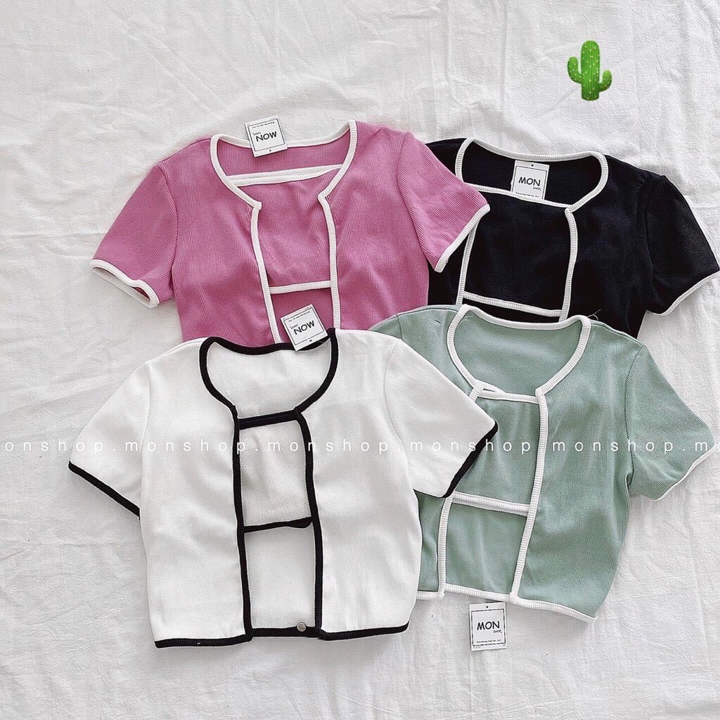 Set Áo Quây Kèm Cardigan Dáng Ôm Nhiều Màu - Bộ 2 món thun croptop và áo khoác ngoài dáng ngắn, thiết kế sexy, cá tính