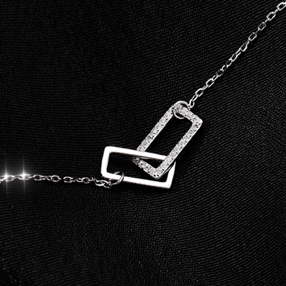 vòng cổ Mạ Vàng / Bạc Mặt Hình Vuông Thiết Kế Đơn Giản Cho Nữ