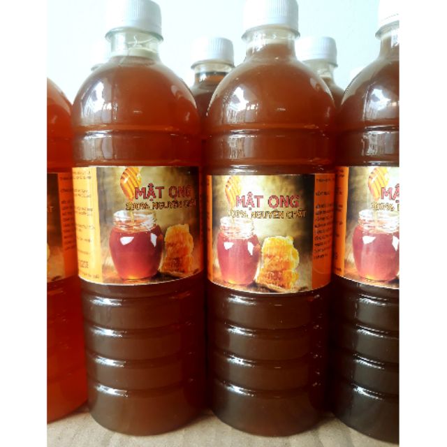 Mật ong nguyên chất cực ngon đặc sánh y hình chai 1000ml