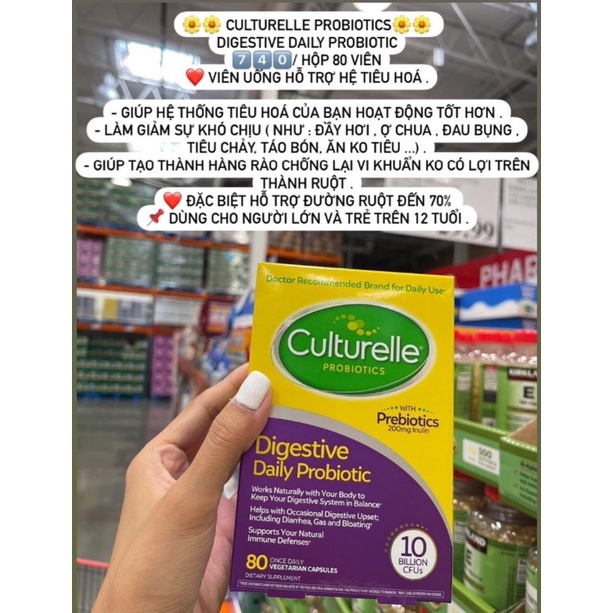 Viên uống hỗ trợ hệ tiêu hóa từ Culturelle Digestive Health Probiotic 80 viên