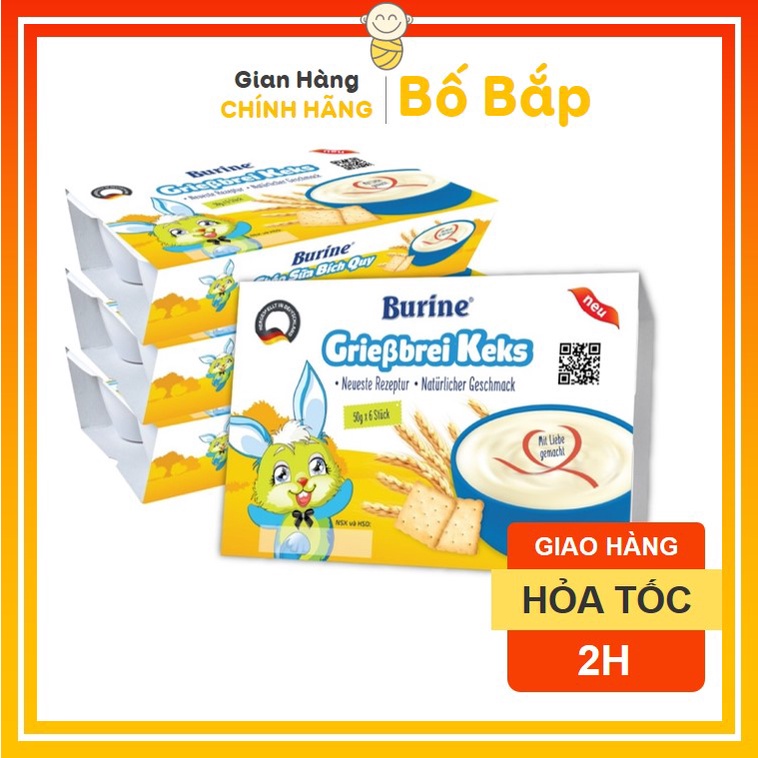 Cháo Sữa Ăn Dặm Burine vị Bích quy dành cho bé từ 6 tháng tuổi (1 Vỉ 6 hộp x 50g)