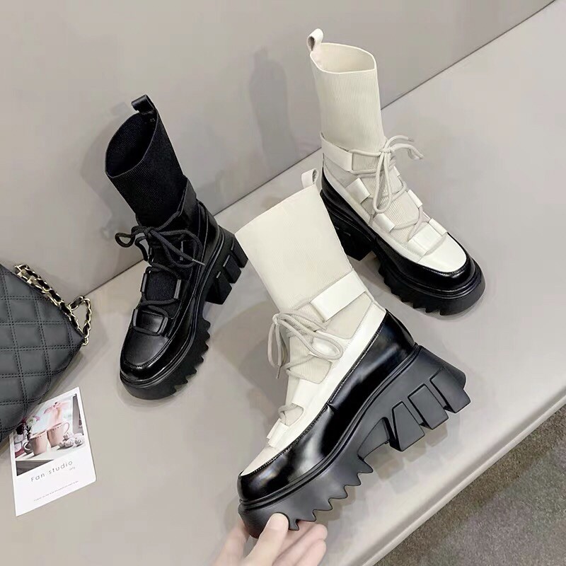 GIÀY BOOT LEN CỔ CAO ĐỘN ĐẾ 6.5CM ulzzang boots bốt boost