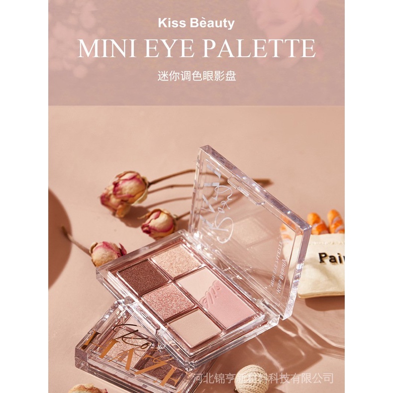 Bảng Phấn Mắt 6 Màu Lì Và Màu Ánh Ngọc Trai Hiệu Kiss beauty Cho Học Sinh