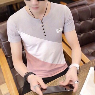áO Thun Nam cổ tròn phối cúc
