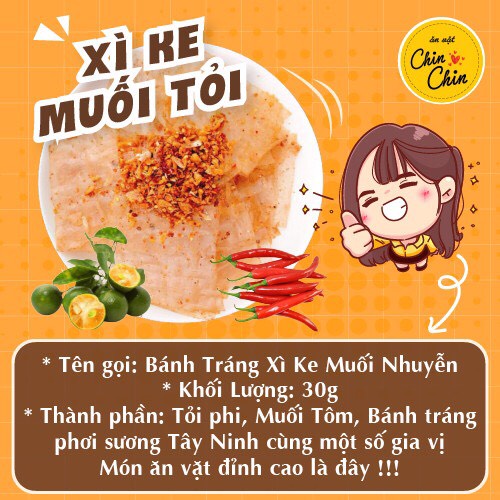 Bánh tráng trộn phơi sương xì ke muối nhuyễn tỏi siêu cay Tây Ninh 30g  , đồ ăn vặt ChinChin