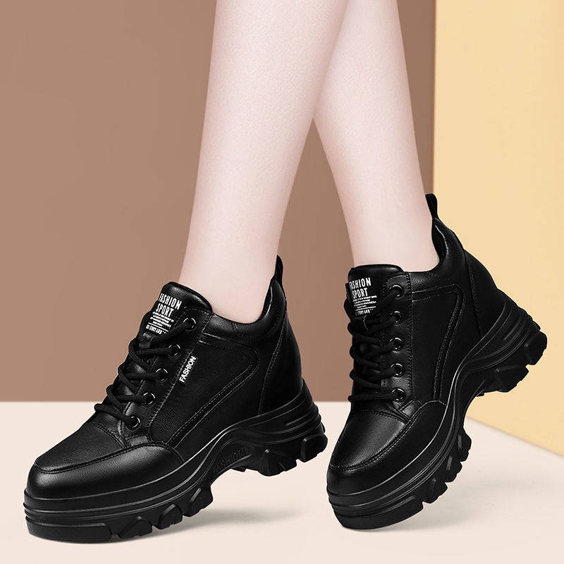 Dép nữ Giày Đen Nâng Chiều Cao Thời Trang Mùa Xuân Dễ Phối Đồ Cho Học Sinh