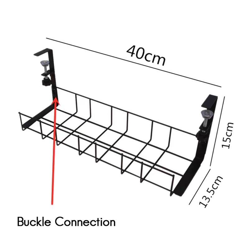 Dụng Cụ Sắp Xếp Dây Cáp Dưới Bàn Bằng Kim Loại Sức Chứa Cao 40x13.5x15cm