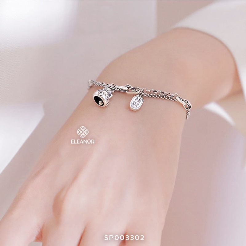 Lắc tay nữ Eleanor Accessories bạc 925 đúp viền đính charm mèo may mắn phụ kiện trang sức thời trang dễ thương