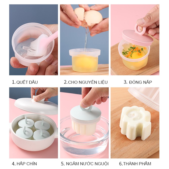 Set 4 Khuôn Hấp Trứng, Làm Bánh,  Làm Pudding Winingbox