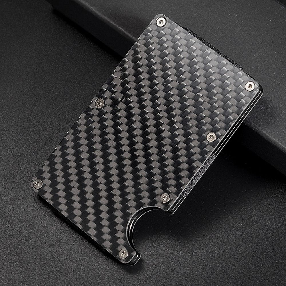 💎OKDEALS💎 New Metal Wallet Stainless Steel Carbon Fiber Money Clip Purse Organizer RFID Blocking Slim Black Credit Card Holder