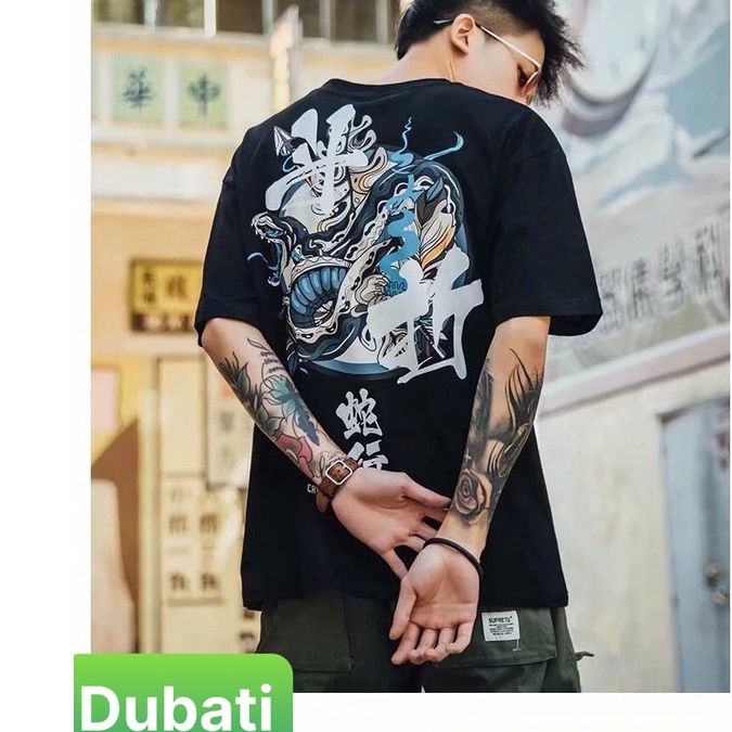 ÁO THUN NAM NỮ CON RẮN FORM RỘNG TAY LỠ HOT TREND MẠNH MẼ SÀNH ĐIỆU VẢI DÀY MIN - DUBAI FASHION