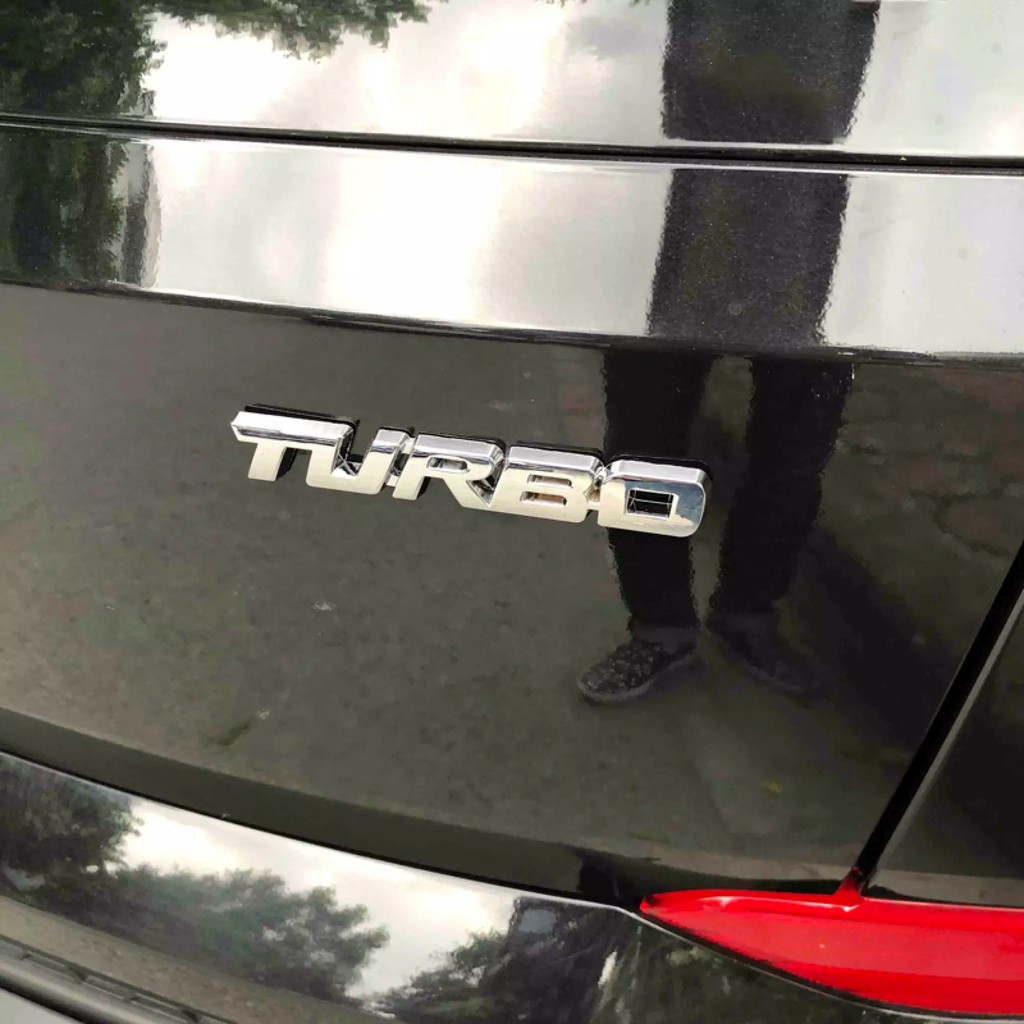 Tem trang trí Chữ TURBO chất liệu kim loại dán xe máy xe hơi