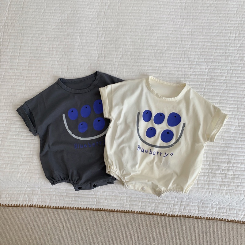 Áo Liền Quần Tay Ngắn In Hình Trái Cây Dễ Thương Cho Bé 0-2 Tuổi