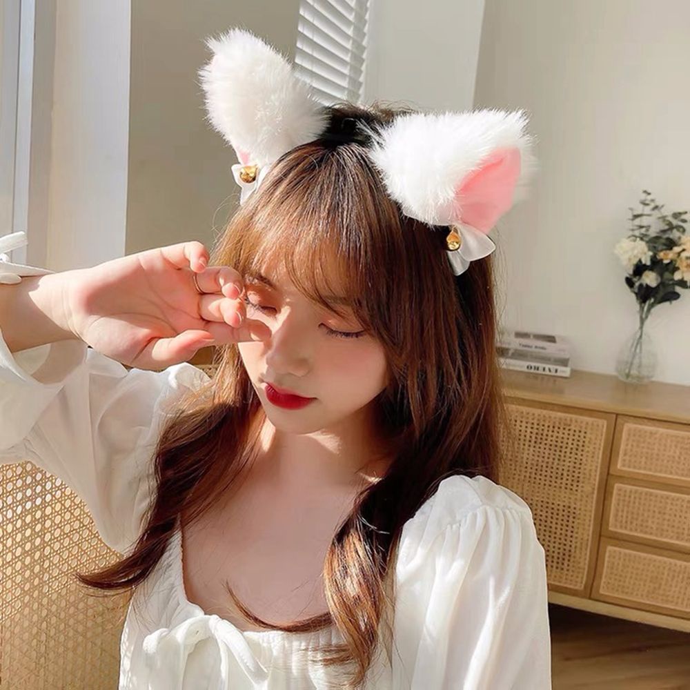 Băng đô cài tóc hình tai mèo bằng lông nhung phát sáng dễ thương phong cách lolita Hàn Quốc dành cho nữ