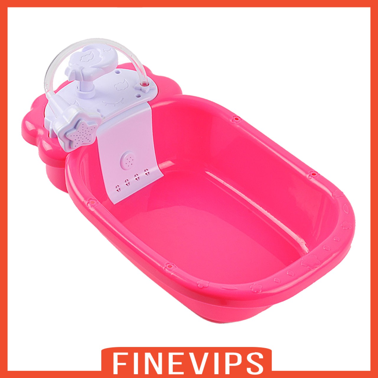 [FINEVIPS] Doll Bath Play Tub with Shower Pretend Play Infant Baby Kids Doll Toy Bathtub