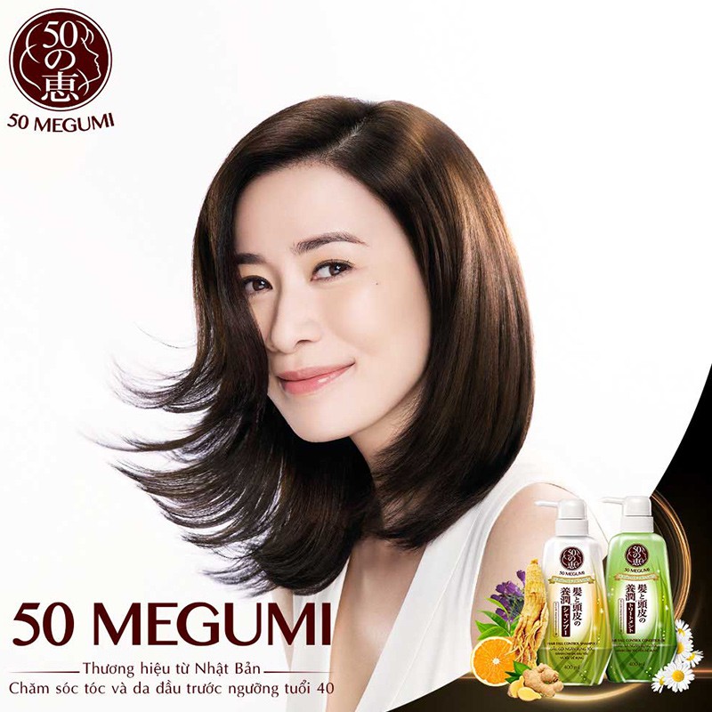 Bộ đôi dầu gội ngăn rụng tóc 50 Megumi Hair Fall Control 250ml hệ thảo mộc thiên nhiên