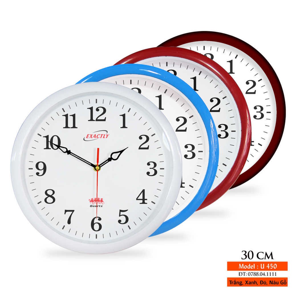 ✇Đồng Hồ 30cm treo Tường KIM TRÔI Cao Cấp Tròn máy trang trí phòng khách (Đủ Màu) U450