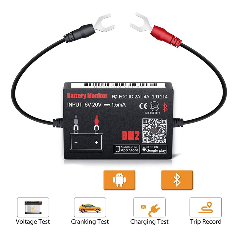 Bluetooth BM2 12V Battery Monitor Car Battery Analyzer Test Battery Diagnostic Tool for Android IOS Phone