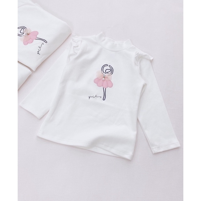 Áo giữ nhiệt màu trắng cho bé, áo cổ 3p cho bé gái, áo nỉ cao cổ trẻ em, áo cao cổ trẻ em