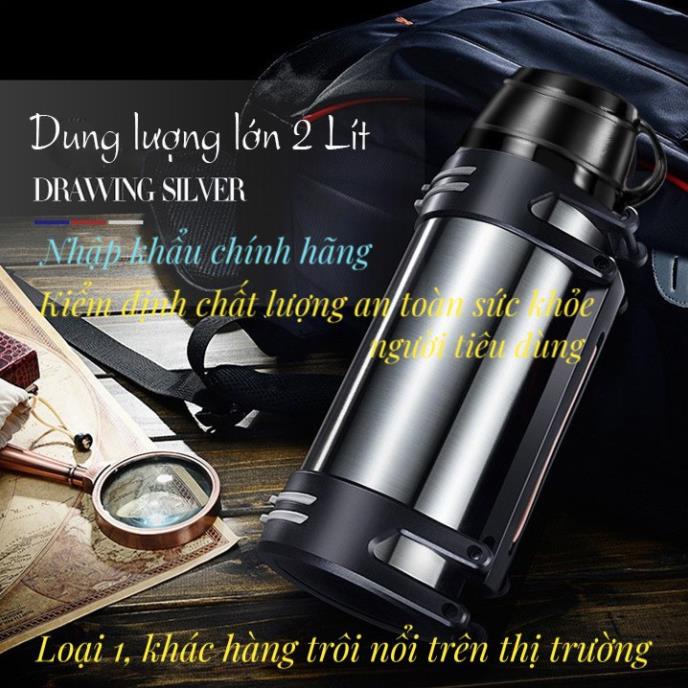 TẶNG DÂY ĐEO | Bình Giữ Nhiệt 2 LÍT, Cốc giữ nhiệt 1.2L Cao Cấp | Phong Cách Hiện Đại