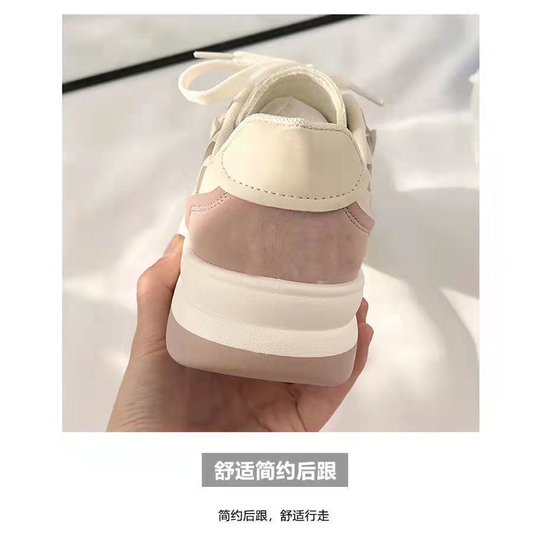 CHZK Giày nữ ulzzang đế độn Họa tiết caro đế bánh mì màu mới Hot Trend