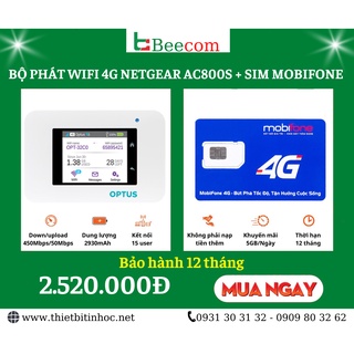 Bộ Phát Wifi 4G Netgear Aircard AC800S, Tốc Độ 450Mbps, Pin 2930mAh + Sim 4G TỐC Đ thumbnail