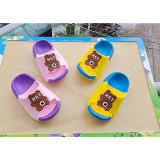 Dép bánh mì siêu nhẹ cho bé trai bé gái đế 2 màu siêu cute- Gấu bánh