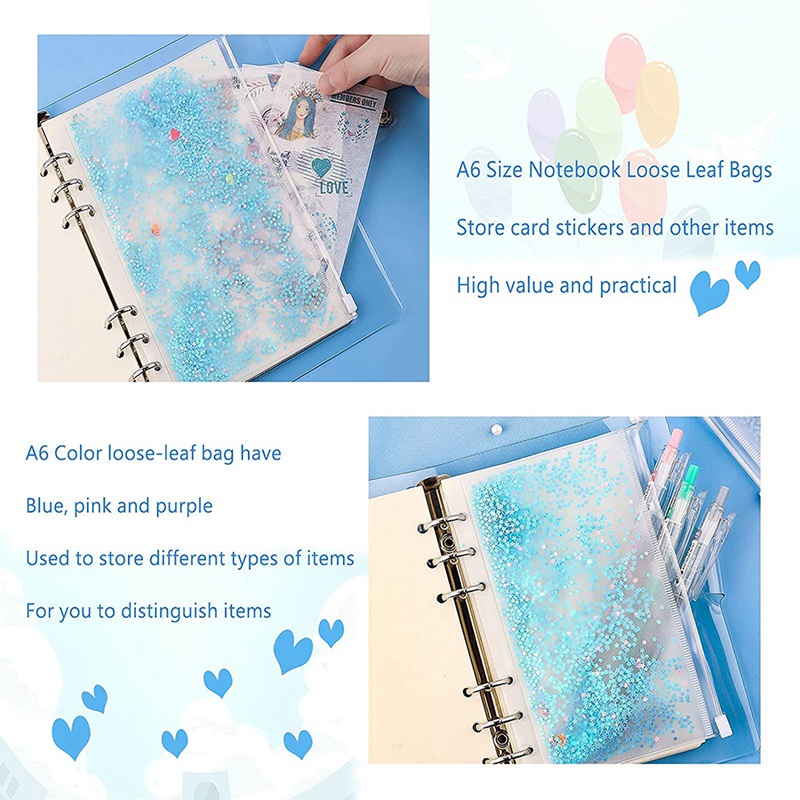 Phong bì đựng tiền bằng PVC khổ A6 có khóa kéo chuyên dùng cho sổ tay còng 6 khoen lên kế hoạch