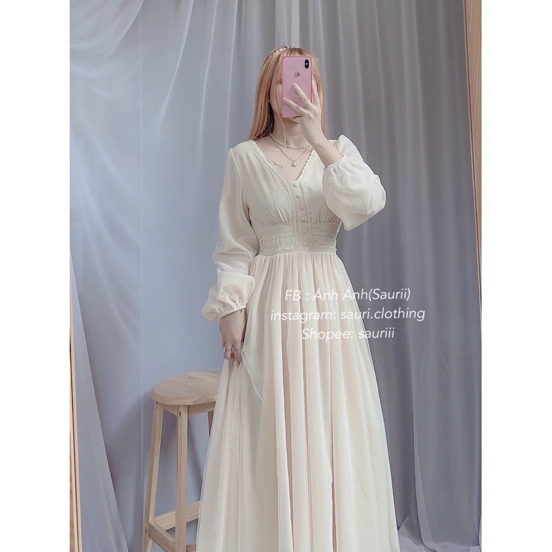 SẴN🖤Đầm 3 lớp công chúa bồng bềnh cổ ngọc siêu xinh|Đầm xoè maxi ulzzang lưới tiểu thư dạo phố vintage retro cổ tích | BigBuy360 - bigbuy360.vn