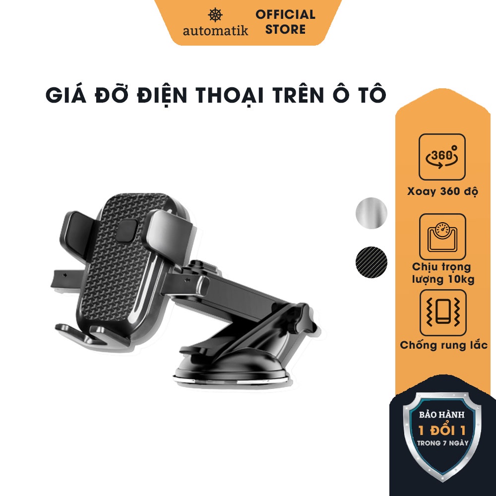 Giá Đỡ Điện Thoại Cho Ô Tô Gắn Taplo Chân Kẹp, Hút Chân Không Xoay 360 Độ Chắc Chắn - Automatik