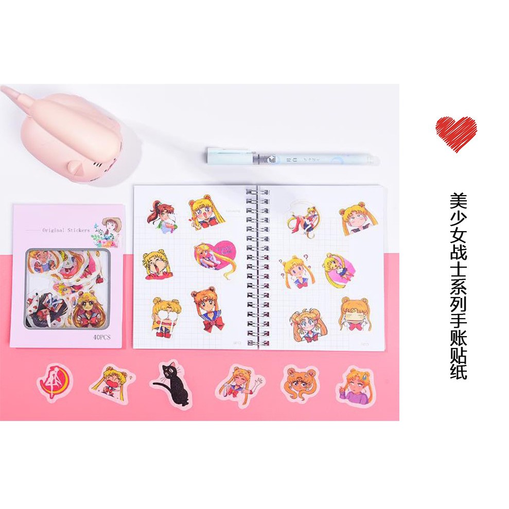 40 pcs/set New Arrival Sailor Moon Non-Repeated Washi Paper Stickers Scrapbooking Stationery Diary Sticker