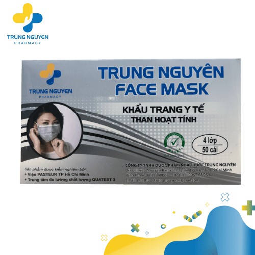 Khẩu trang than hoạt tính 4 lớp Trung Nguyên (50 cái/Hộp)