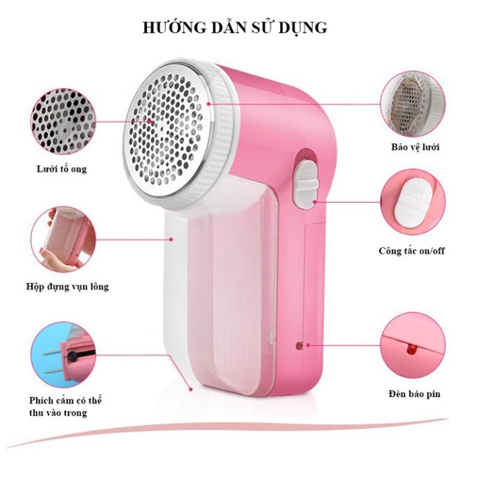 Máy Cắt Lông Xù Quần Áo, Chăn Thảm Sạc Pin Tiện Lợi