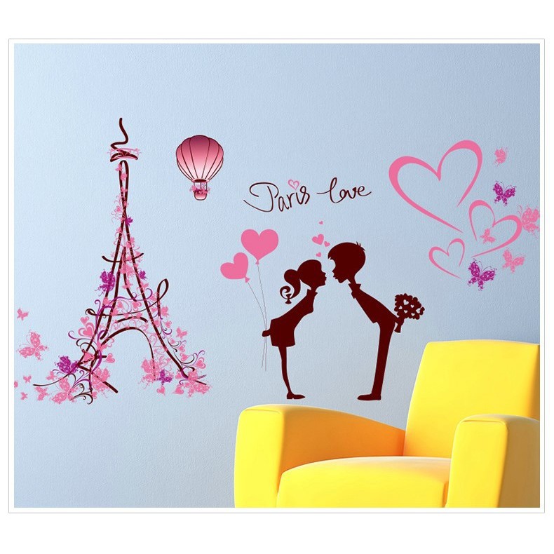 Decal dán tường tình yêu ⚡ FREESHIP ⚡ Paris 3 dán trang trí phòng cưới, phòng ngủ Decal AmyShop tại HCM