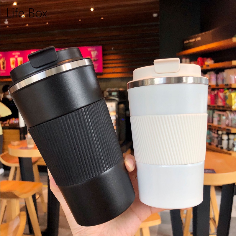 Cốc giữ nhiệt, Ly giữ nhiệt uống cafe, thân ly đệm silicon - chất liệu Inox cao cấp, dung tích 510ml