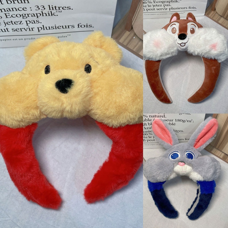 Băng Đô Cài Tóc Hình Thỏ / Gấu Hoạt Hình Bằng Lông Nhung Dễ Thương Xinh Xắn