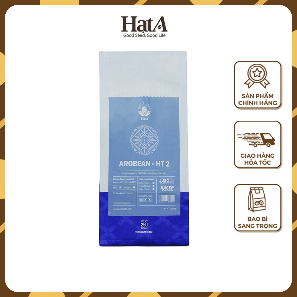 Cà phê pha máy Hạt A Cafe AROBEAN HT2 gu đậm mạnh hương thơm dịu, vị đậm, ngọt hậu 250g/500g/1000g