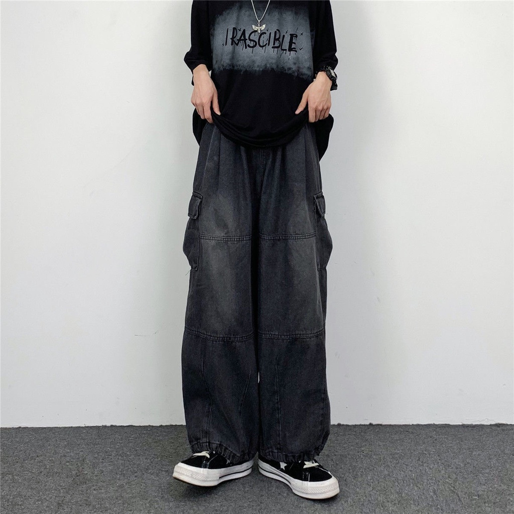 Quần Jean Ống Rộng Phong Cách Hip Hop Đường Phố Cá Tính Cho Nam Và Nữ Y2k