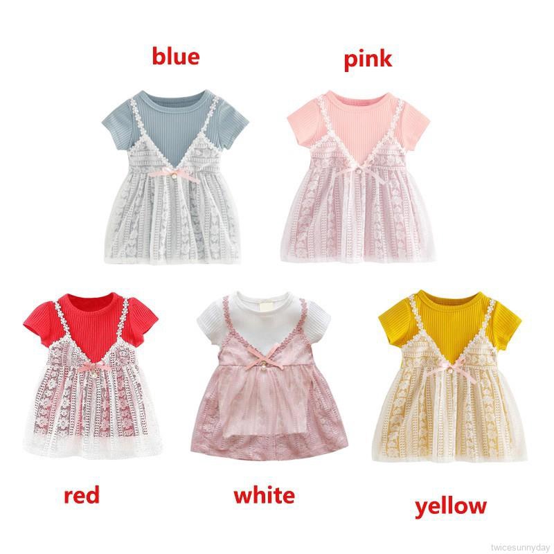 Đầm ren xòe ngắn tay mềm mại cho bé gái ( 0-2 tuổi )