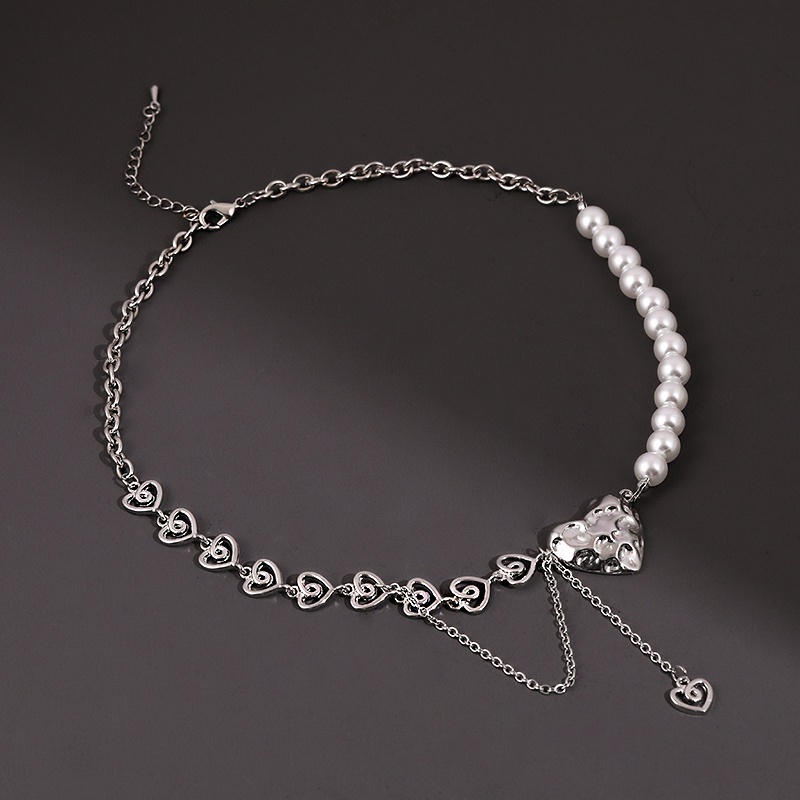 Vòng cổ chuỗi phối hạt ngọc trai cá tính thời trang phong cách hip hop